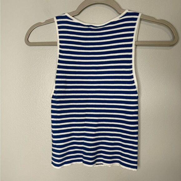 Alice + Olivia Blue And White Knit Striped Tank - Picture 6 of 7